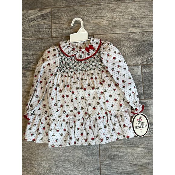Polly Flinders Girls Dress 2T 2‎ Toddler Christmas Holiday Smock USA NWT Vintage - Picture 1 of 10